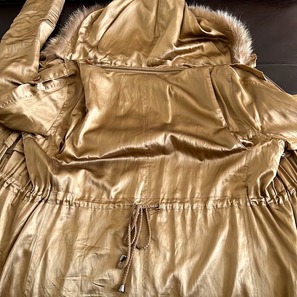 La ROK LUXE silk, cotton and real fur coat - Picture 12 of 13